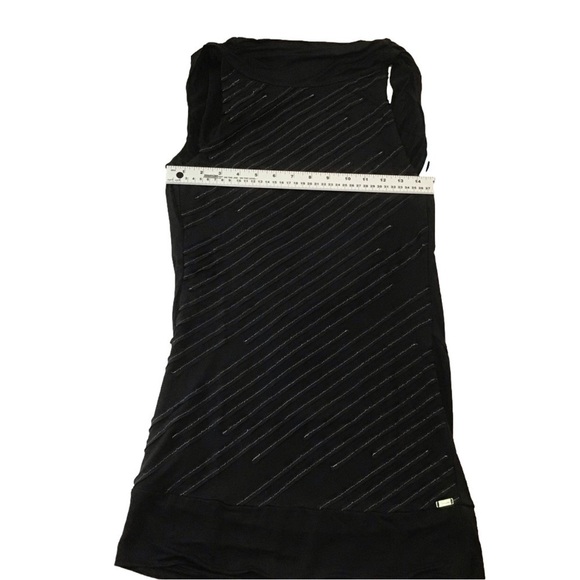 Marciano BLACK 100% silk mini dress open back silver metallic sewing size Small - Picture 13 of 15